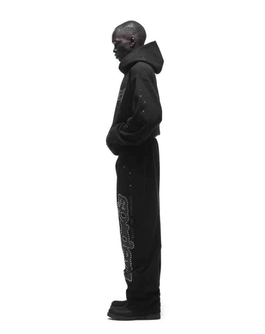 Sp5der Worldwide Rhinestone Hoodie|Black